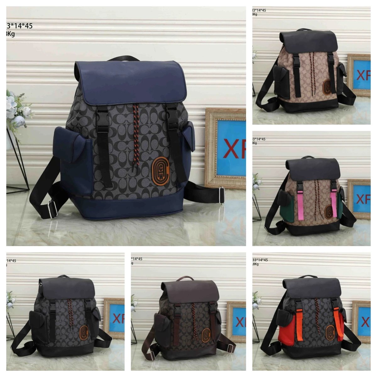 Coach Signature Pattern Backpack for Men and Women
