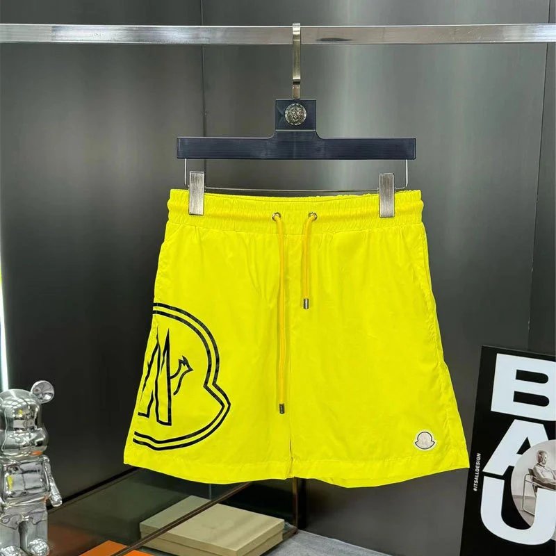 BAPE Yellow Logo Drawstring Shorts for Men and Women