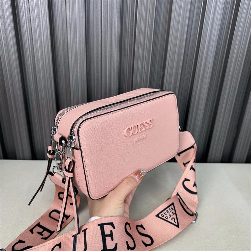 Pink GUESS Crossbody Bag with Logo Strap