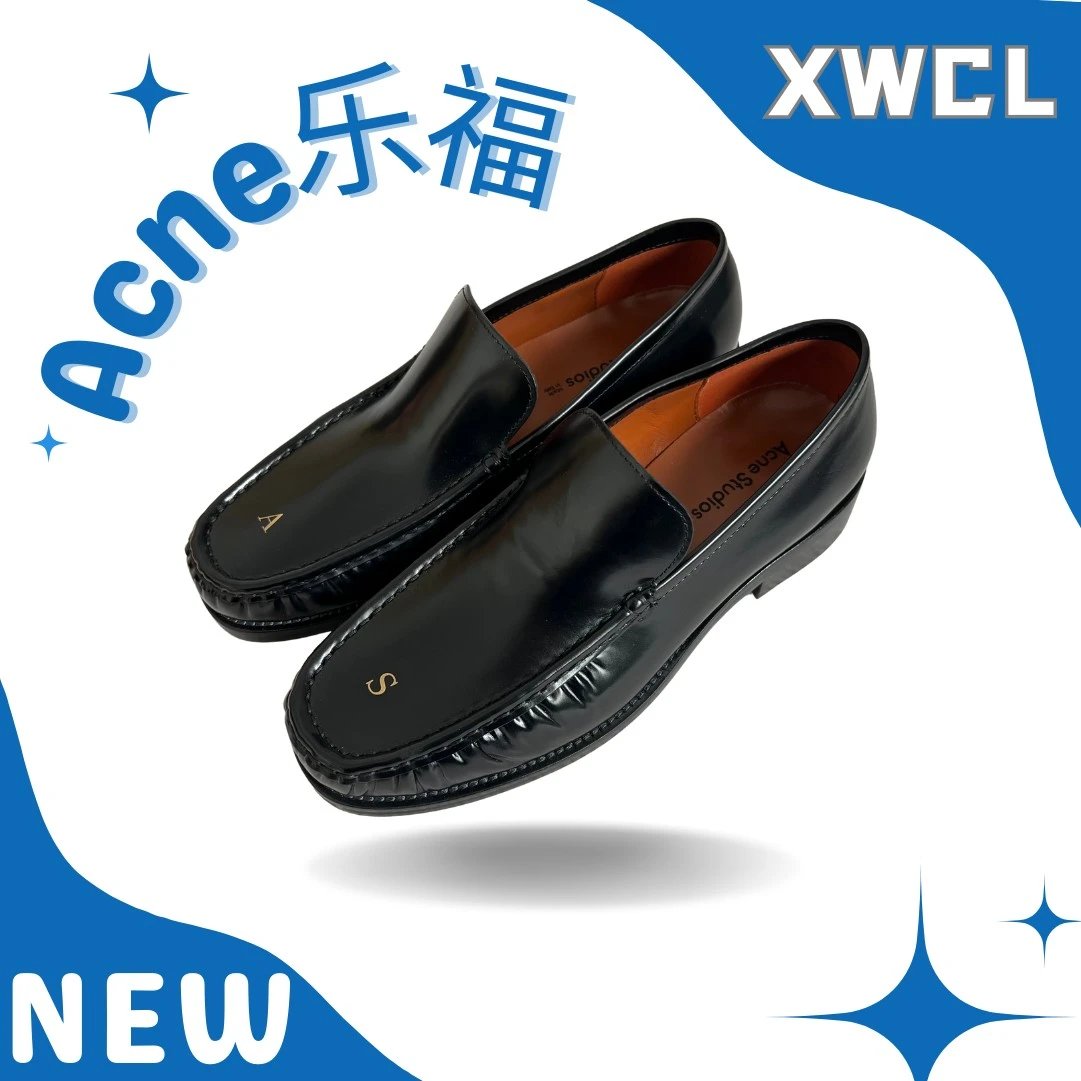Acne Studios Black Leather Loafers Men's Fashion Shoes