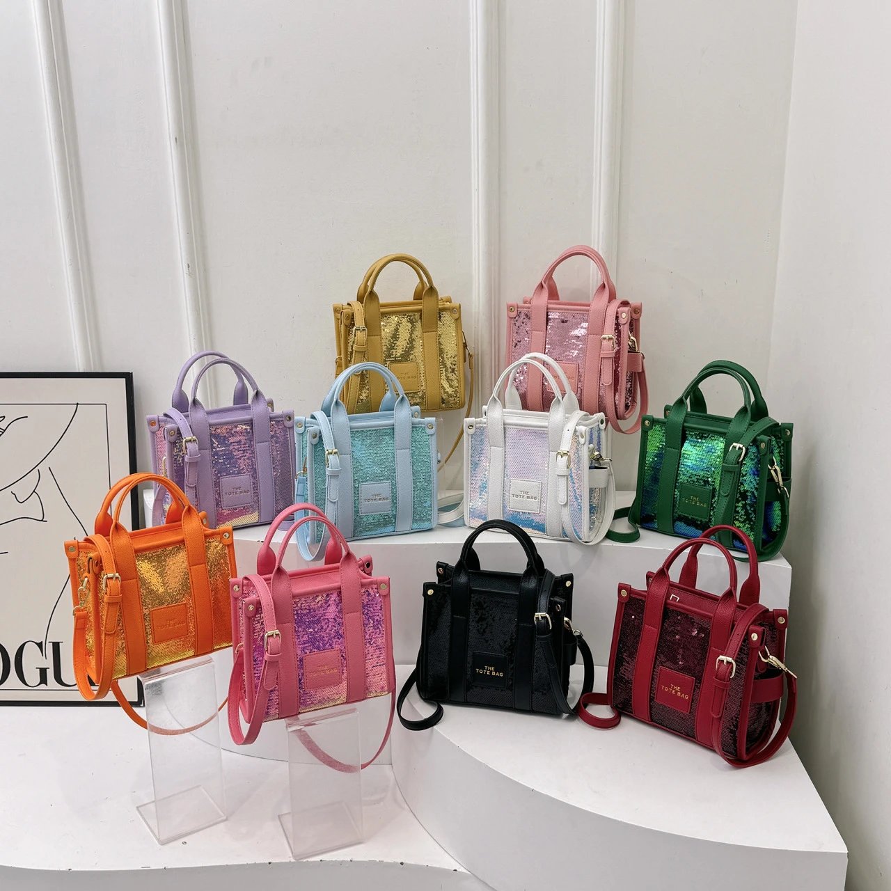 Colorful Sequin Tote Bag Women's Fashion Handbag Crossbody Bag