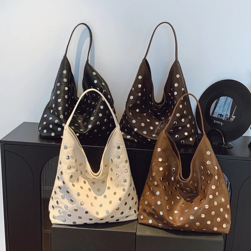 Perforated Leather Hobo Bag Women's Fashion Handbag