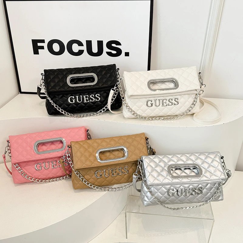 GUESS Quilted Chain Shoulder Bag Women Fashion Handbag