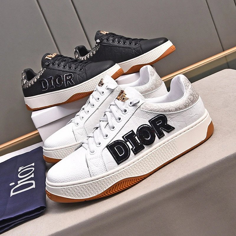 Dior White Leather Sneakers with Bold Logo Design
