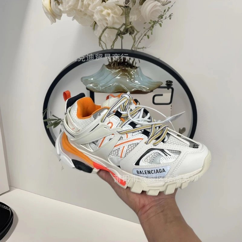Balenciaga Track Sneakers White Orange Mesh Running Shoes