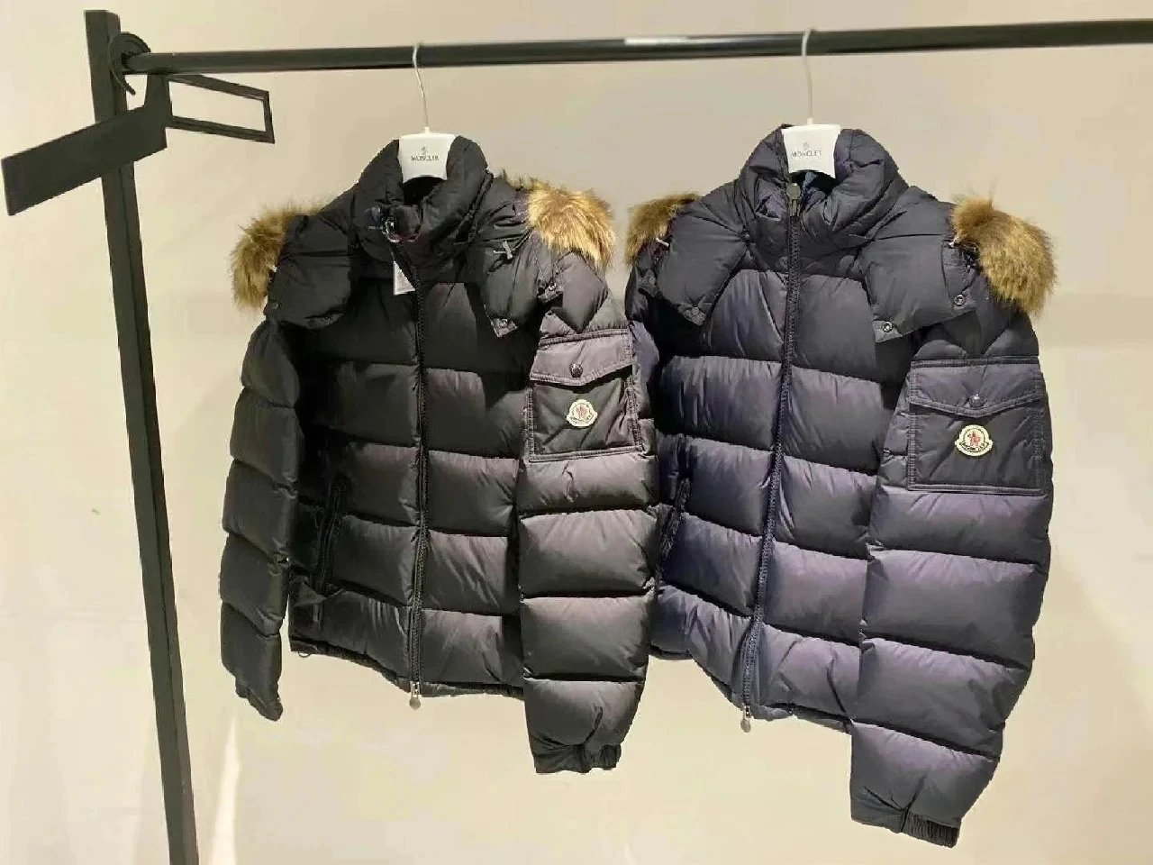 Moncler Down Jacket with Fur Hood Winter Coat