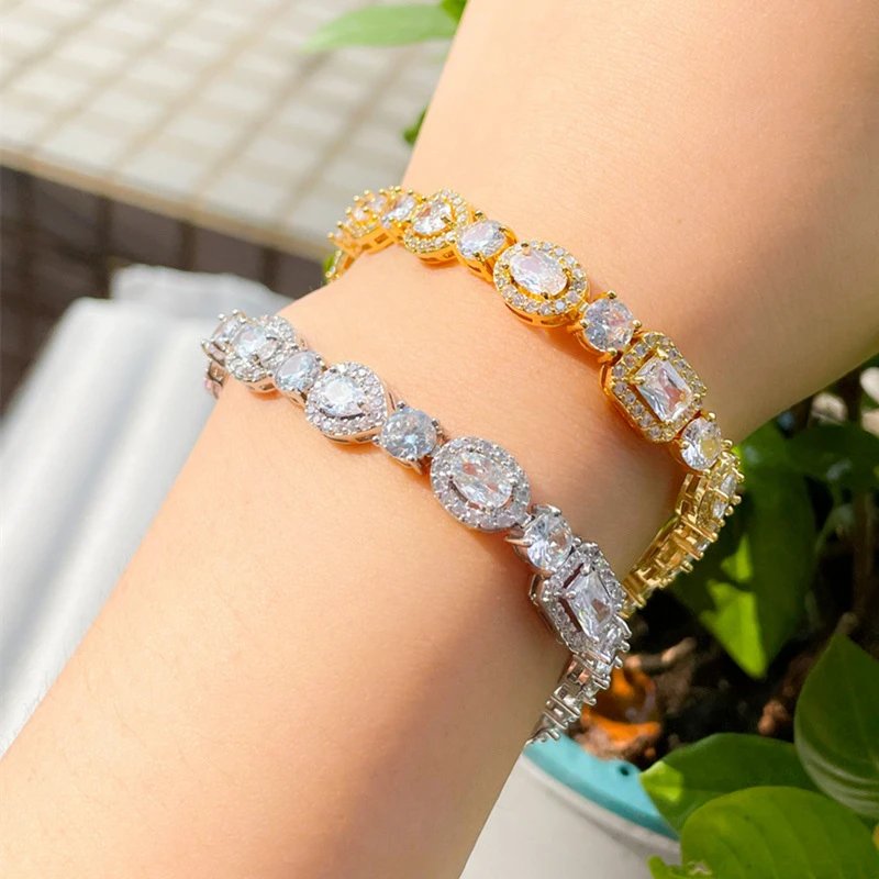 Elegant Diamond Bracelets for Women Gold and Silver Tone Jewelry