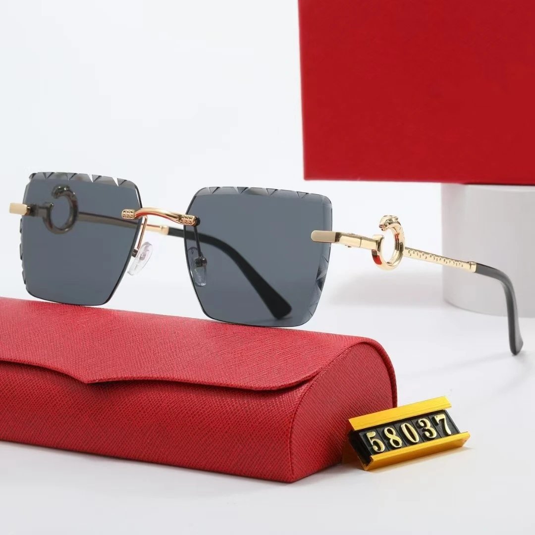 Stylish Square Frame Sunglasses with Gold Accents and Red Case