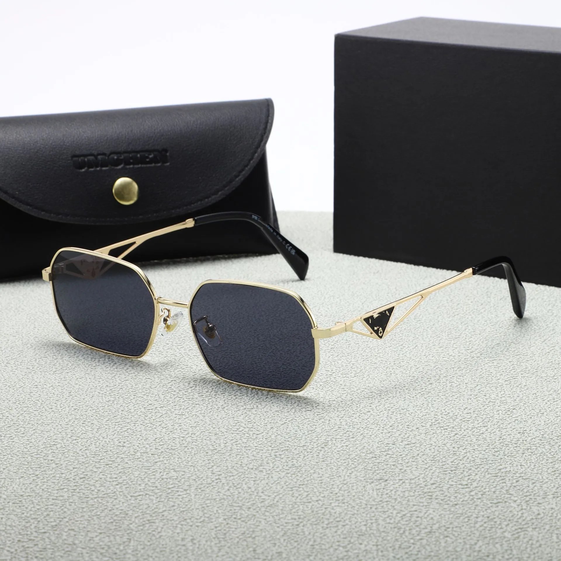 Gold Frame Square Sunglasses with Dark Lenses for Men and Women