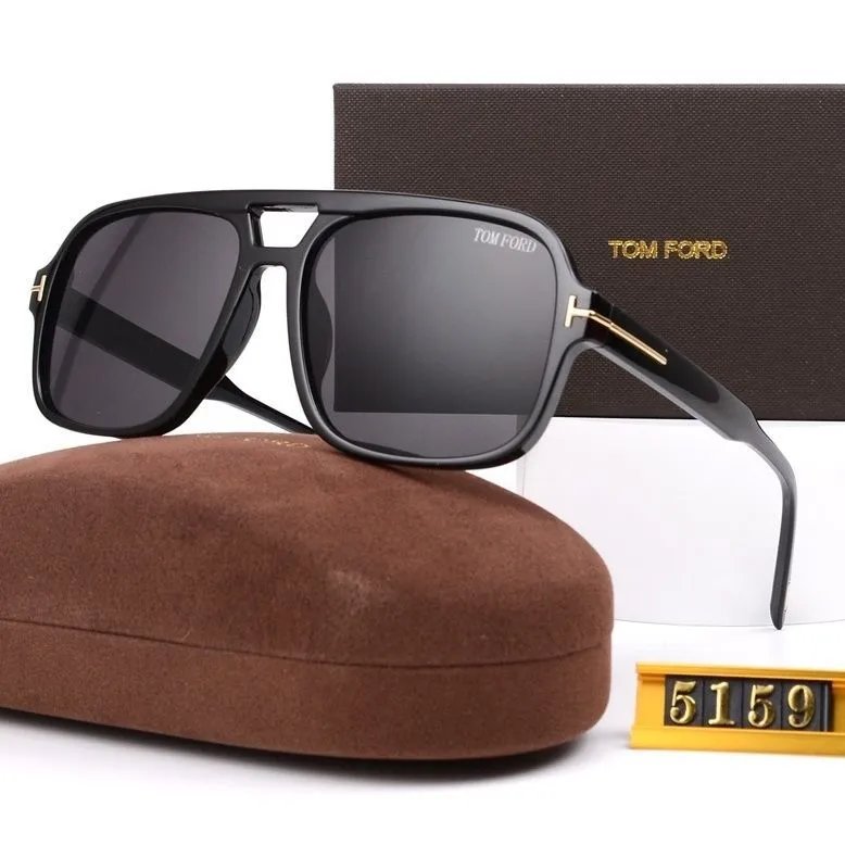 TOM FORD Sunglasses Square Frame Aviator Style Black with Gold Accents