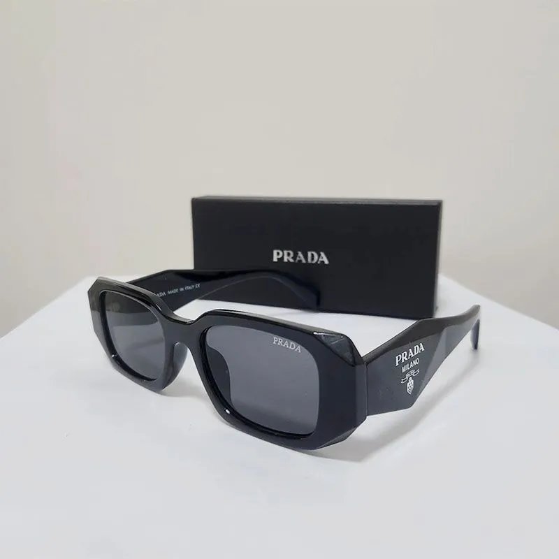 Prada Black Square Sunglasses for Women Men Fashion Designer Eyewear