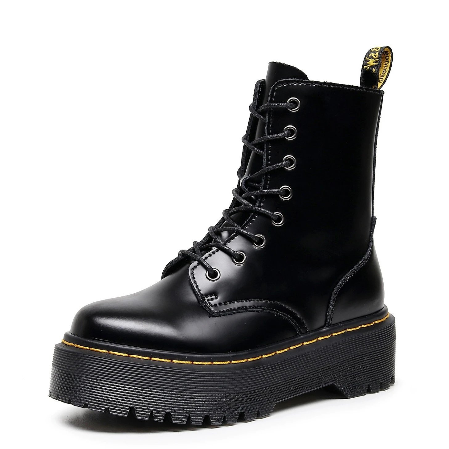 Dr. Martens Black Leather Platform Boots for Men and Women