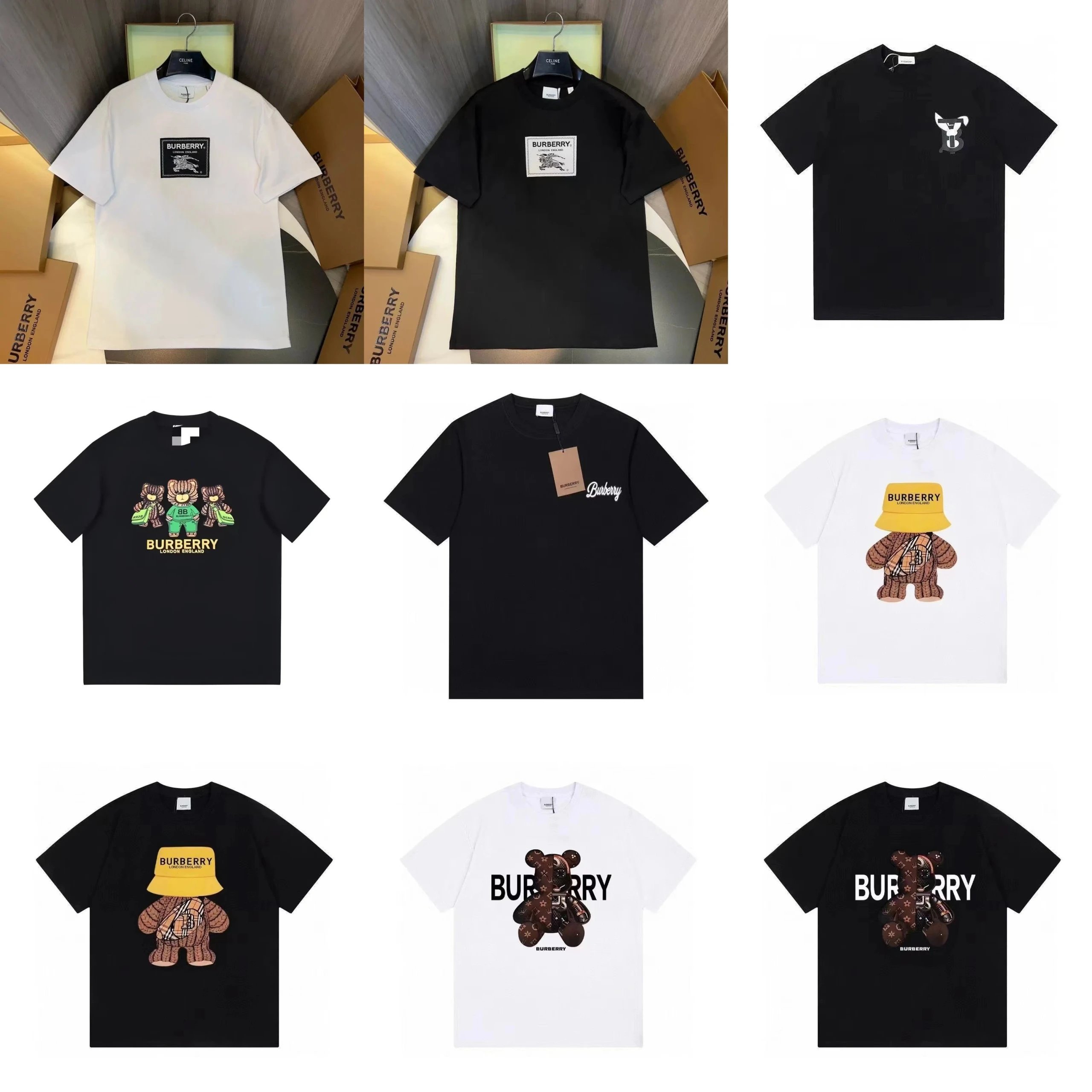 Burberry T-Shirts with Bear Logo and Classic Design