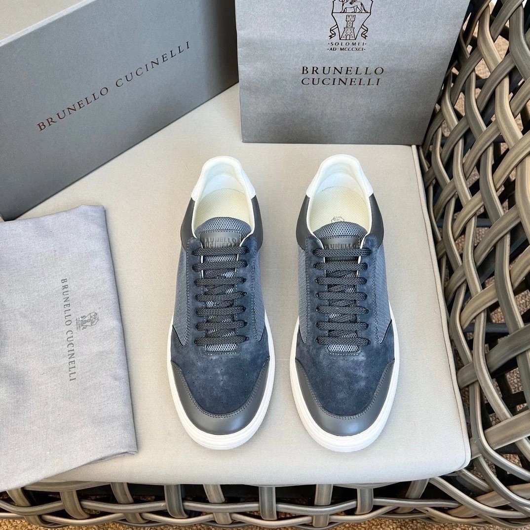 Brunello Cucinelli Men's Blue Suede Sneakers