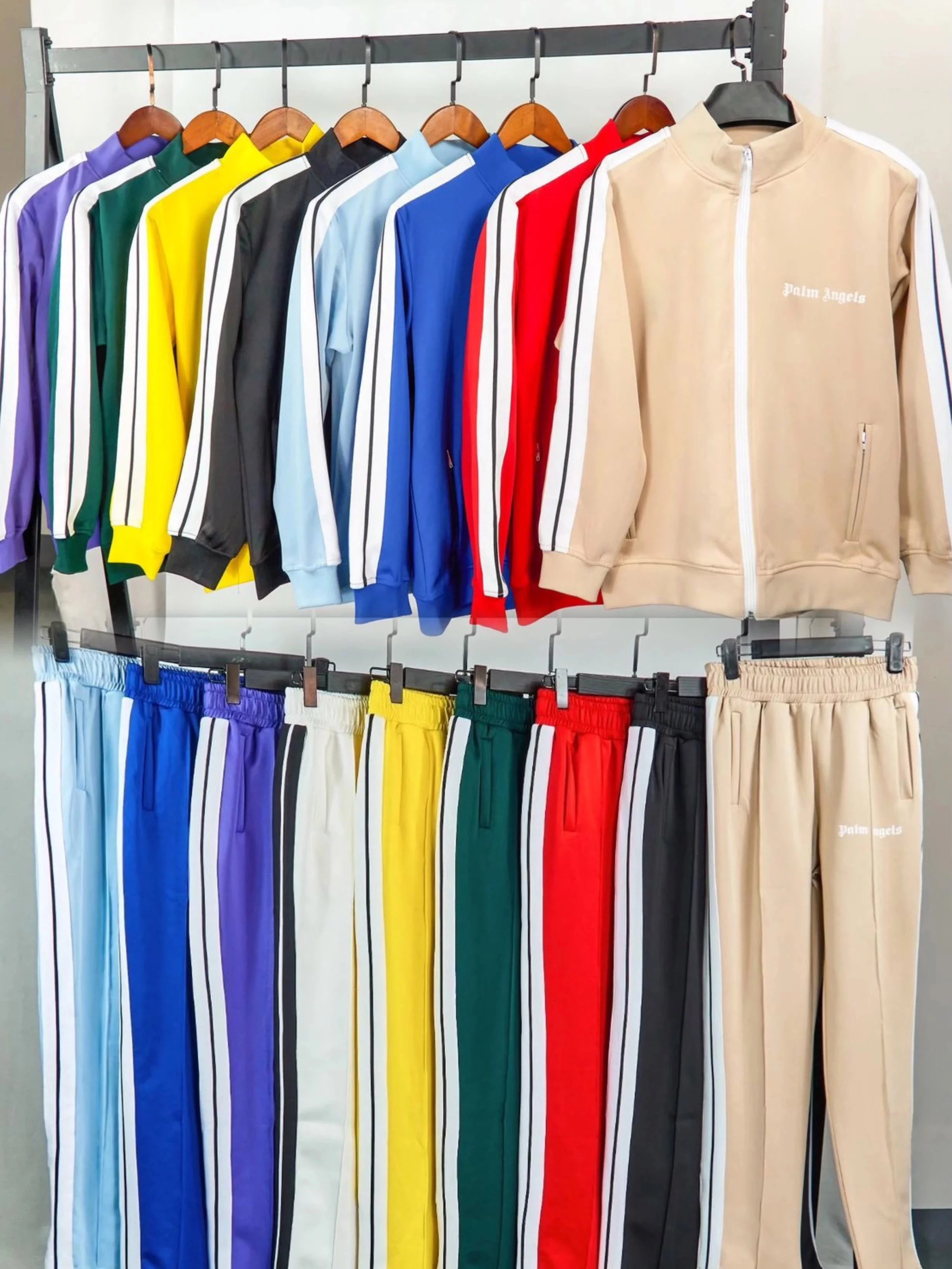 Palm Angels Track Suit Set Men Women Casual Sportswear Jacket Pants
