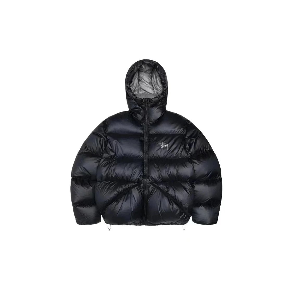 Stussy Black Puffer Jacket with Hood