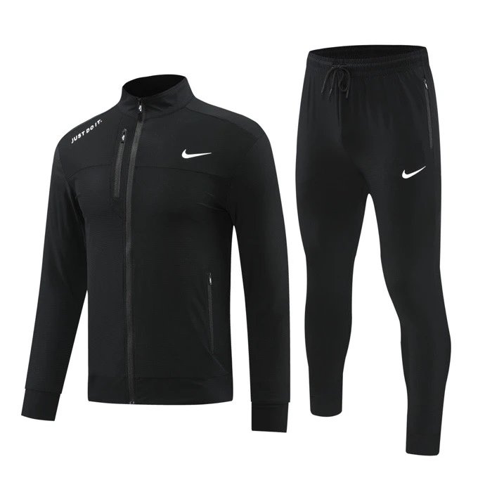 Nike Men's Black Track Suit Full Zip Jacket and Pants Set