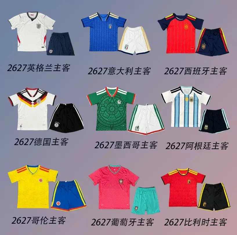 2627 National Team Football Kits Home and Away Jersey Sets