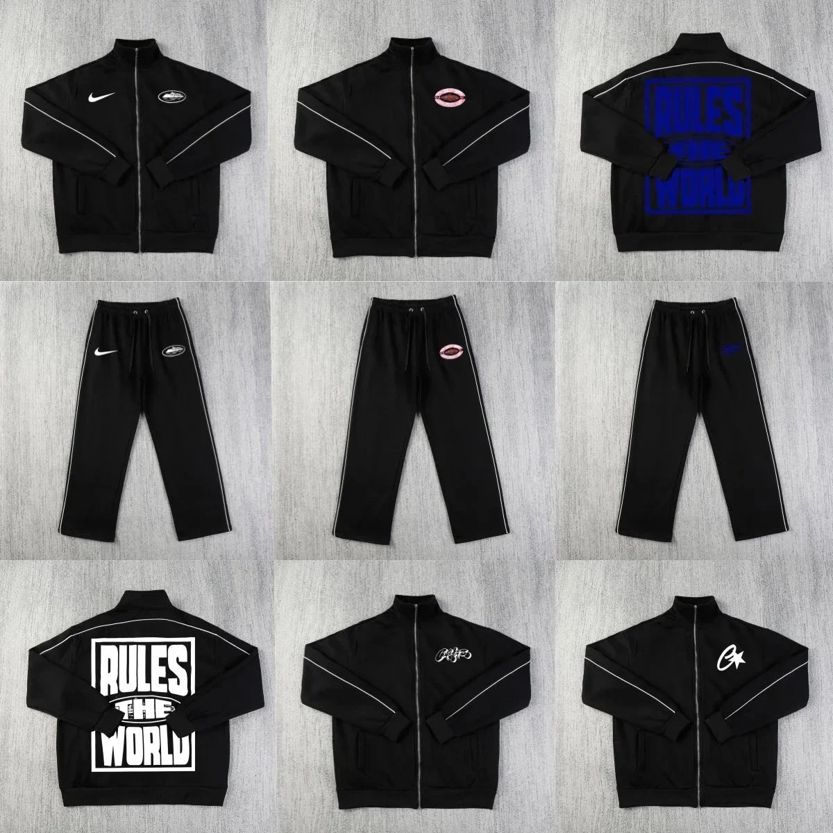 Nike Black Track Jacket and Pants Set Rules the World Design