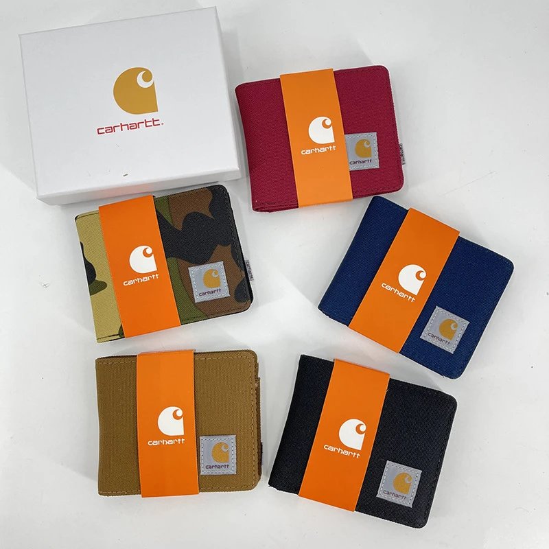 Carhartt Wallets Men's Canvas Bi-Fold Wallet with Logo Patch