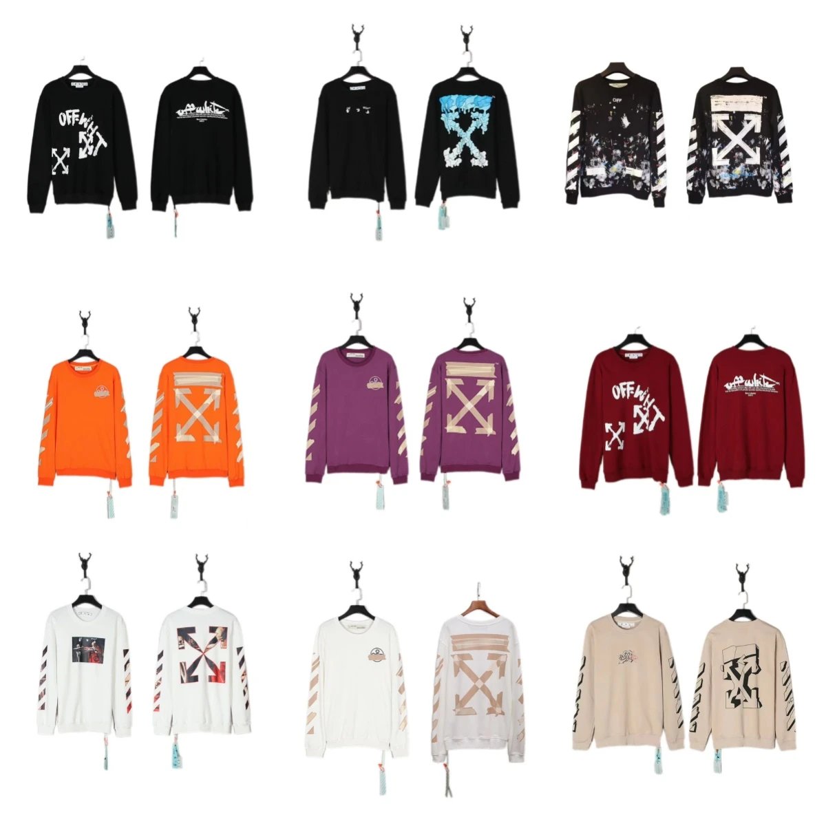 Off-White Long Sleeve Sweaters with Arrow Logo Design