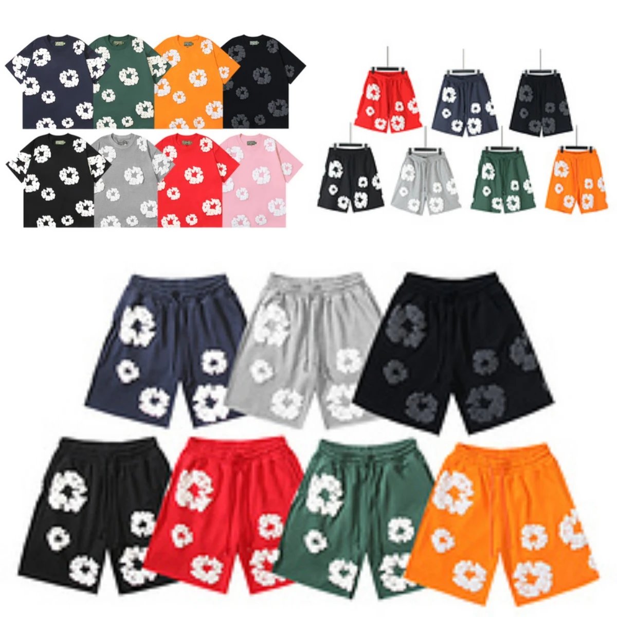 Floral Print T-Shirts and Shorts Set for Men and Women