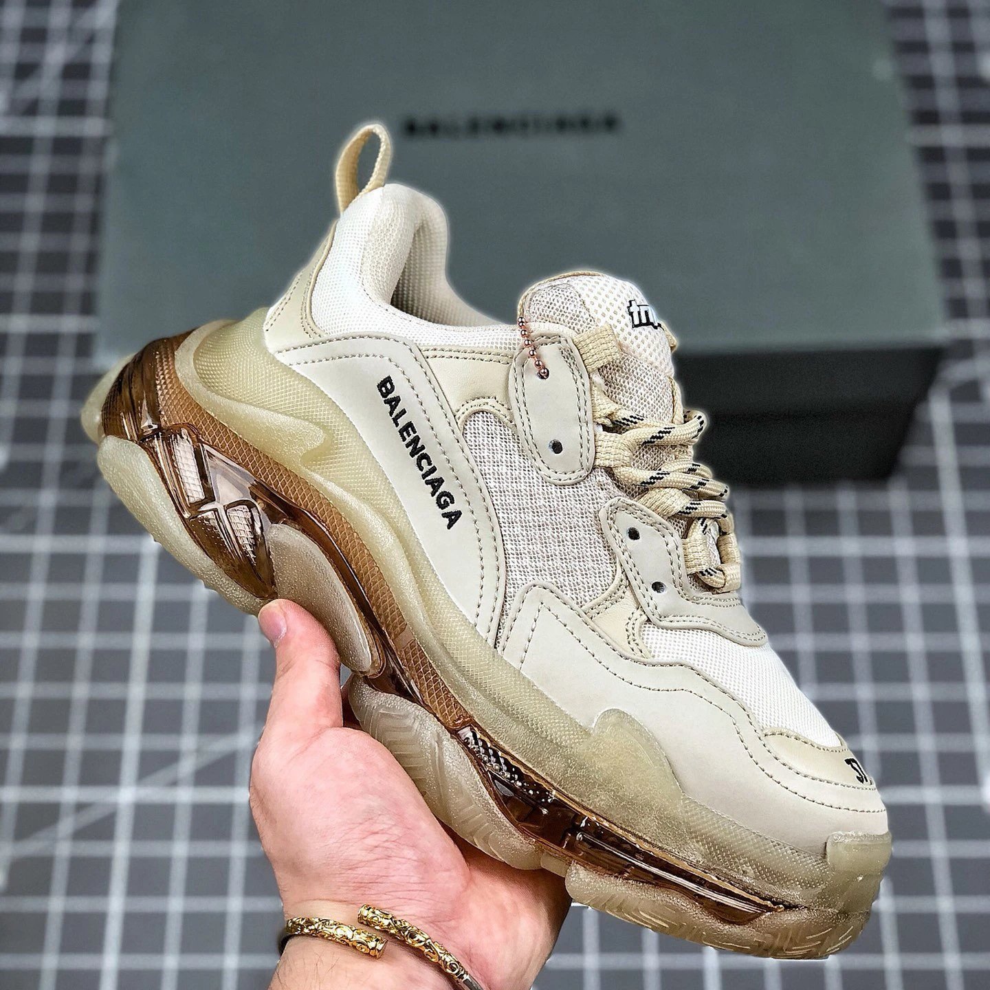 Balenciaga Triple S Sneakers Cream White Transparent Sole