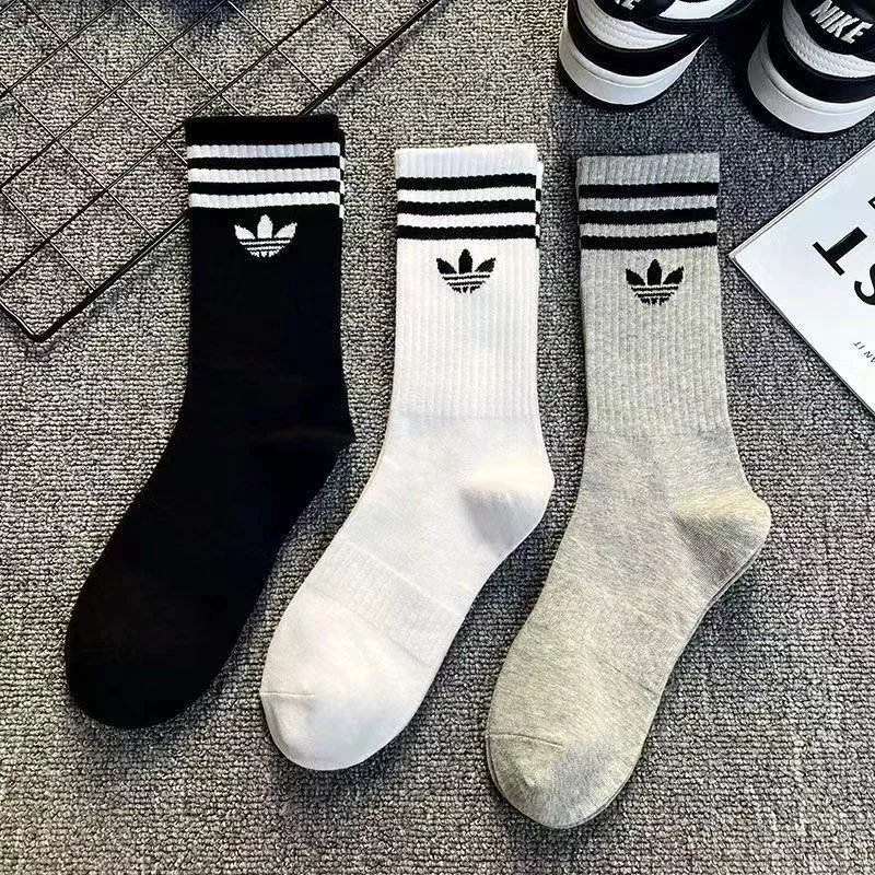 Adidas Originals Trefoil Crew Socks Black White Grey