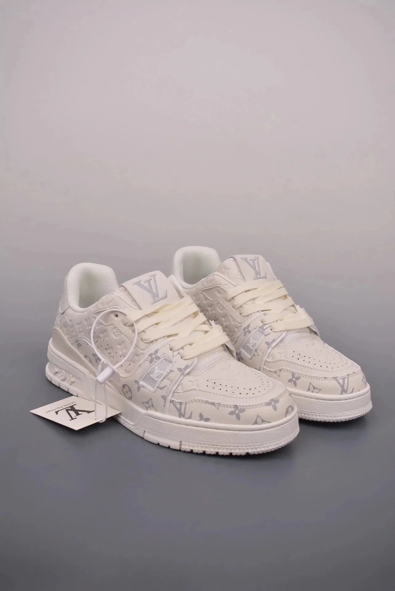 Louis Vuitton White Monogram Sneakers for Men and Women
