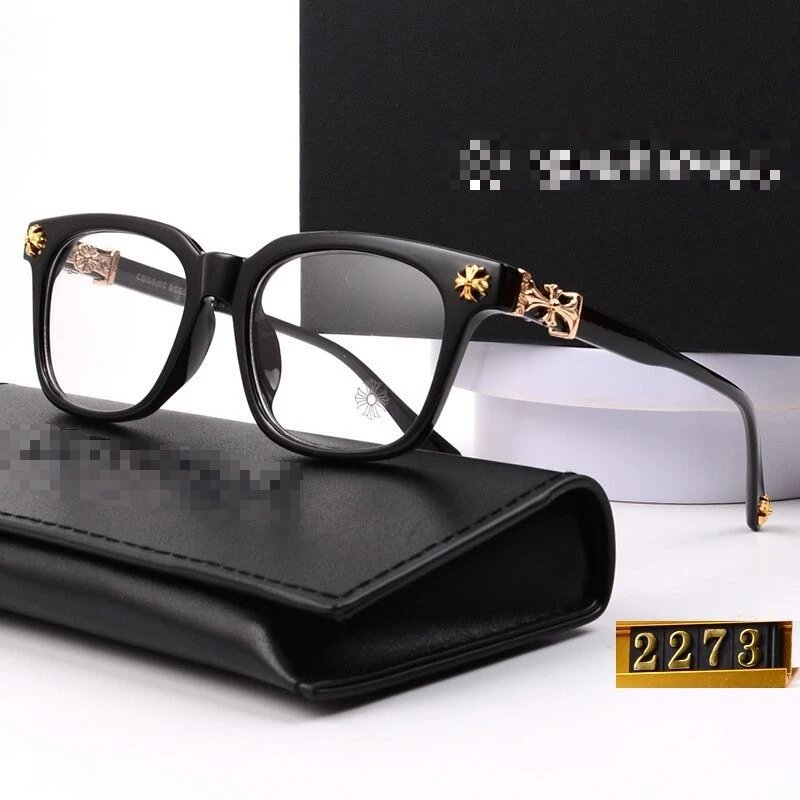 Stylish Black Square Frame Glasses with Gold Decorative Details