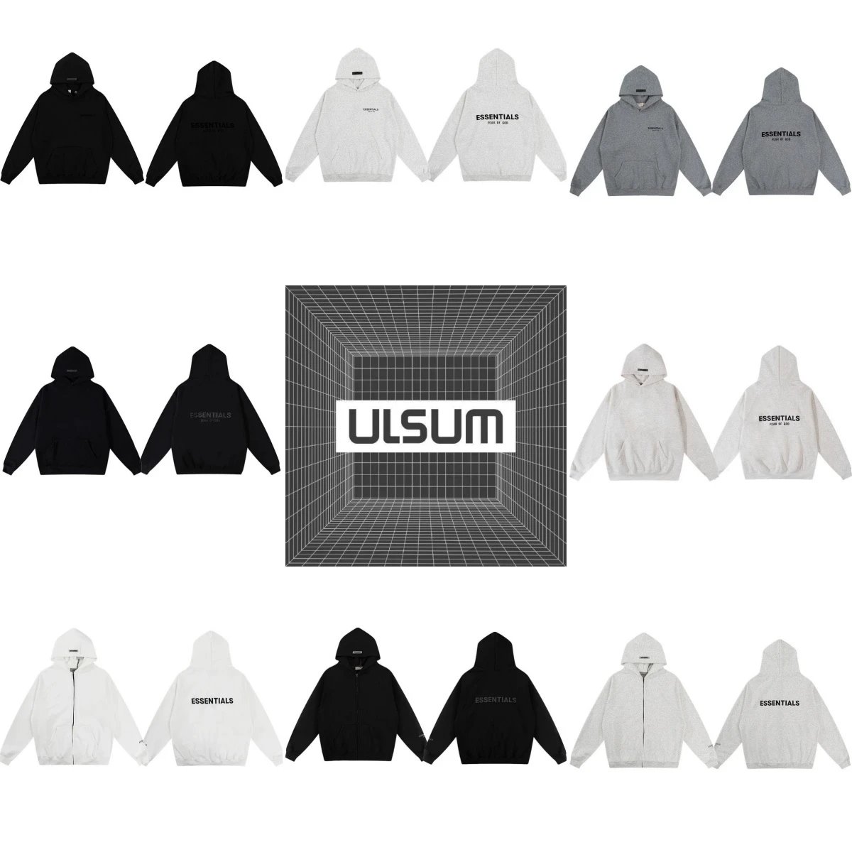 ULSUM Essentials Hoodie Sweatshirt Men Women Casual Streetwear Hooded Jacket