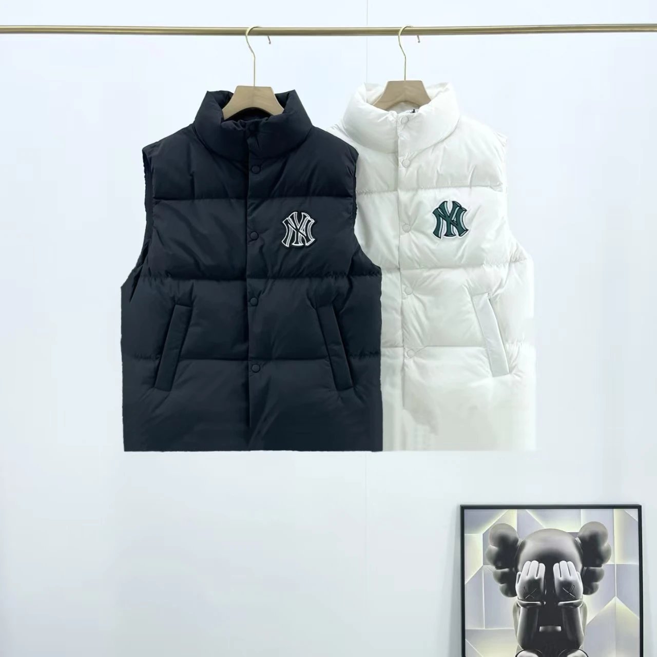 NY Yankees Logo Puffer Vest Men Women Winter Warm Sleeveless Jacket