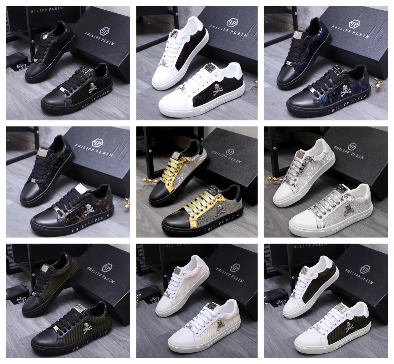 Philipp Plein Skull Logo Sneakers Men Fashion Casual Shoes