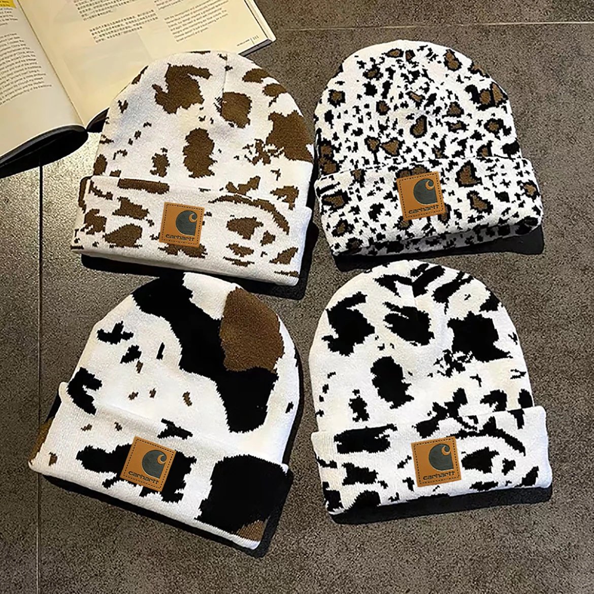 Carhartt Winter Knit Beanie Hat with Camouflage Pattern