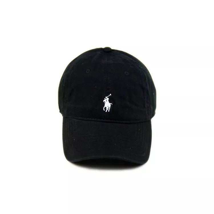 Black Polo Ralph Lauren Classic Baseball Cap with White Logo