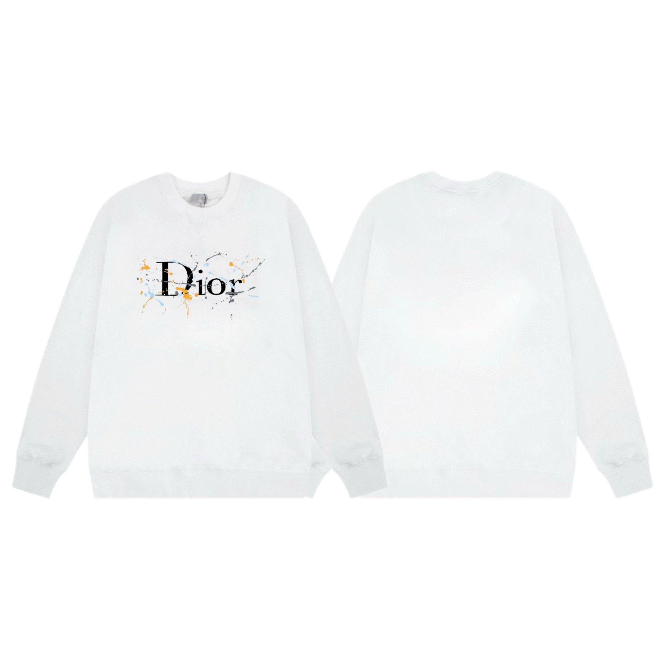 Dior White Logo Sweatshirt with Colorful Splatter Design