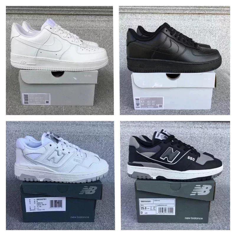 New Balance 550 Sneakers White Black Grey Men Women Fashion Shoes