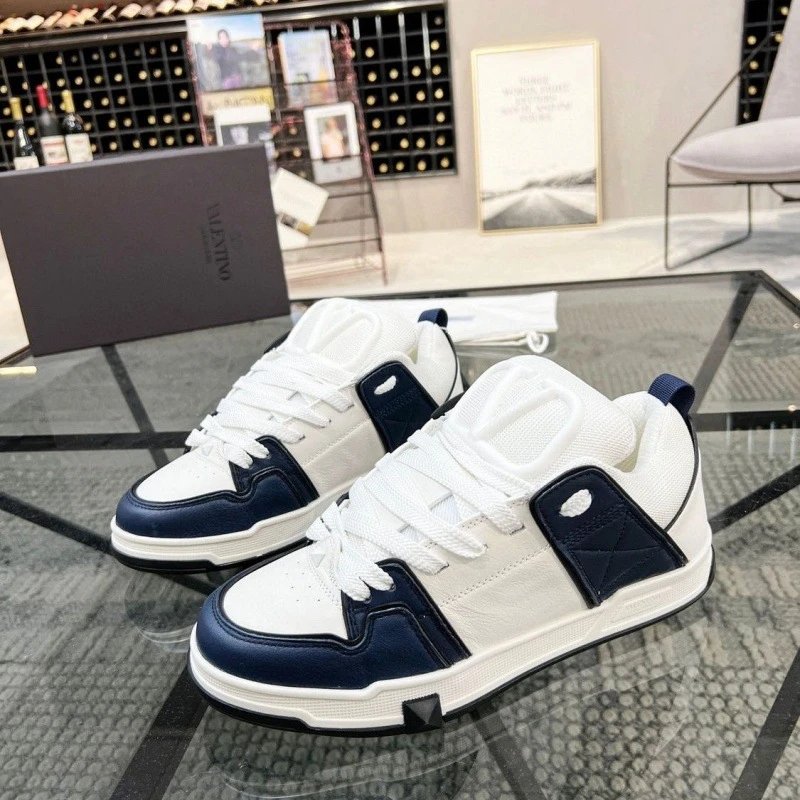 Valentino White and Navy Blue High-Top Sneakers