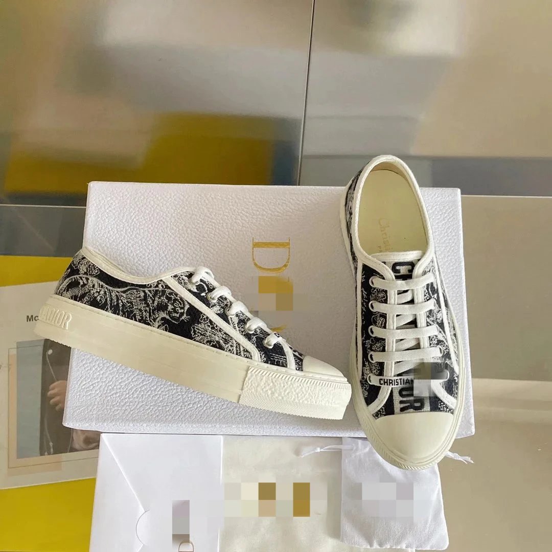 Dior Black White Printed Low Top Sneakers