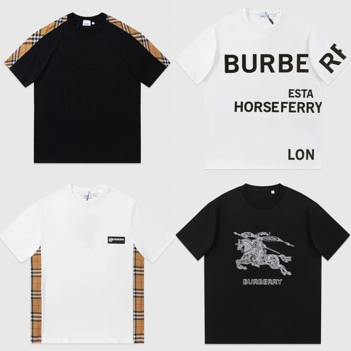 Burberry T-Shirts with Check Pattern and Logo Design
