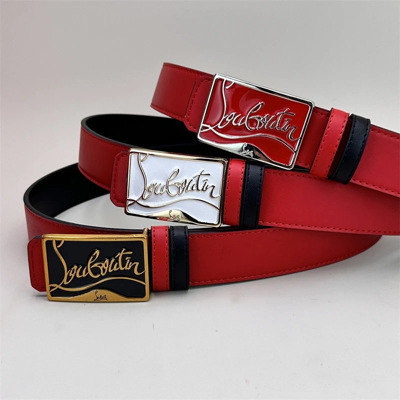 Lacoste Red Leather Belt with Signature Logo Buckle