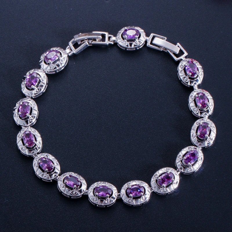 Purple Amethyst Silver Bracelet Jewelry