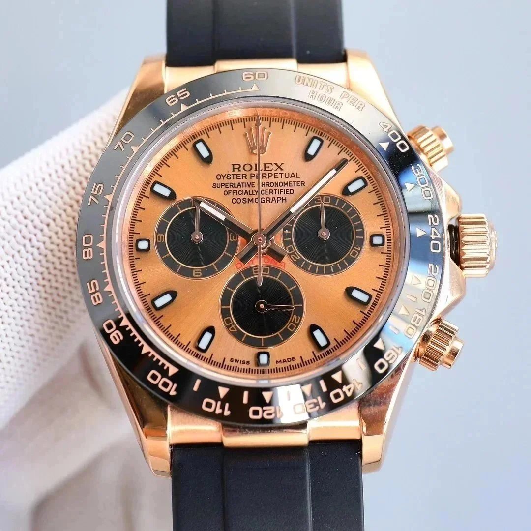 Rolex Oyster Perpetual Cosmograph Daytona Gold Watch with Black Rubber Strap