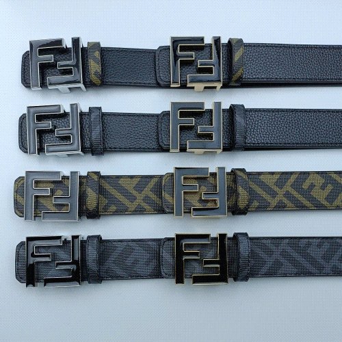 Fendi Logo Belt Men's Fashion Leather Belt with FF Buckle