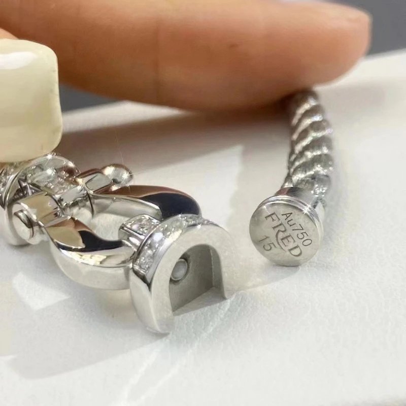 FRED 18K White Gold Bracelet with Diamond Accents