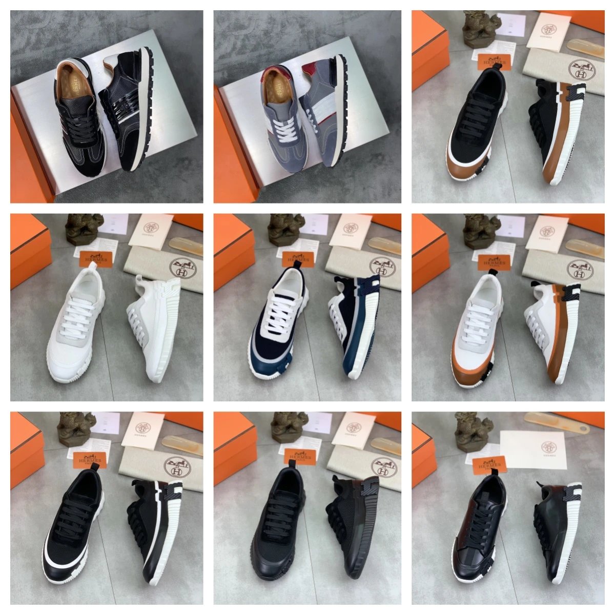 Hermès Sneakers Fashion Leather Sport Shoes for Men and Women