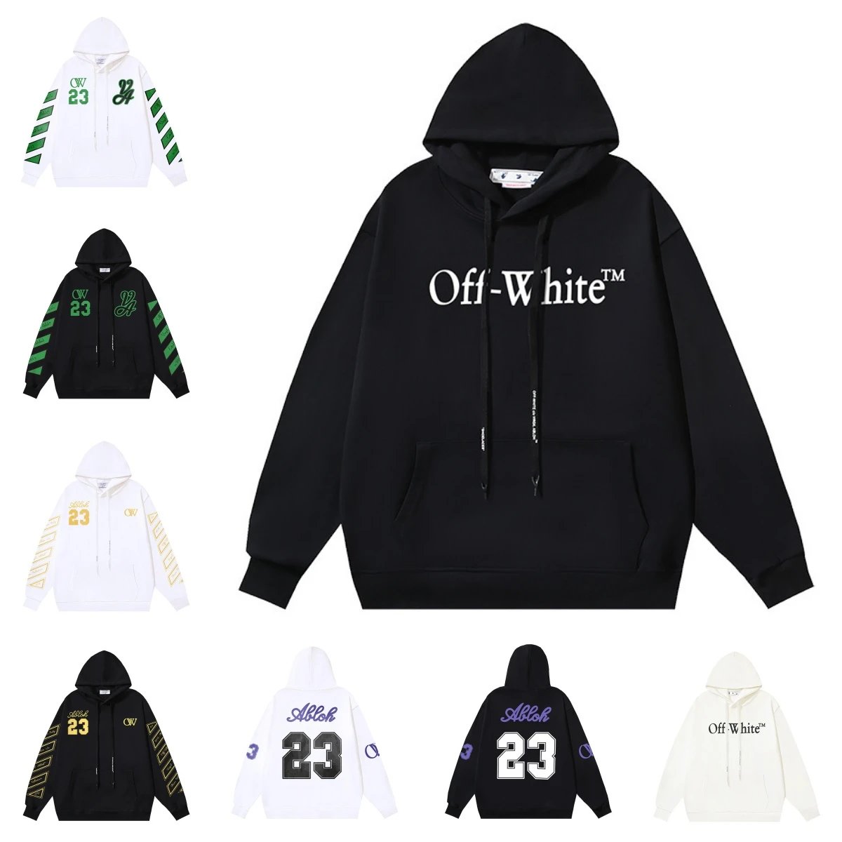 Off-White Hoodie Sweatshirt Men Women Oversized Logo Print Pullover Hooded Jacket