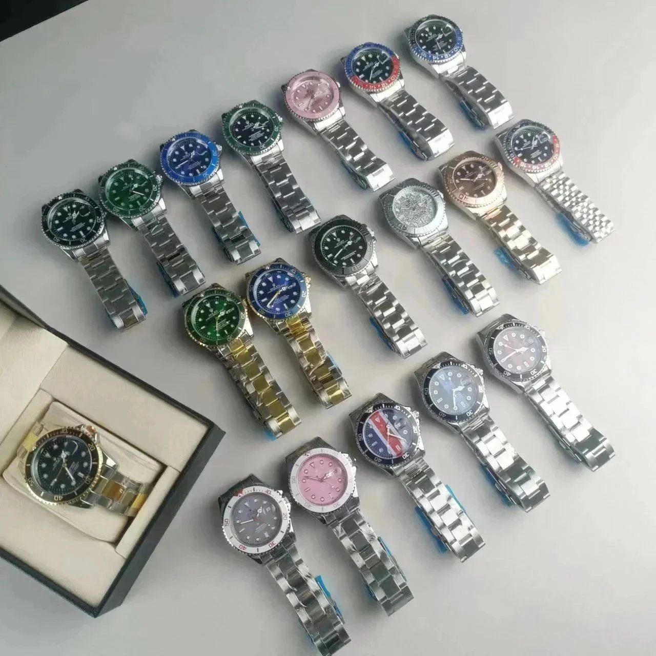 Luxury Stainless Steel Watches with Various Dial Colors and Designs