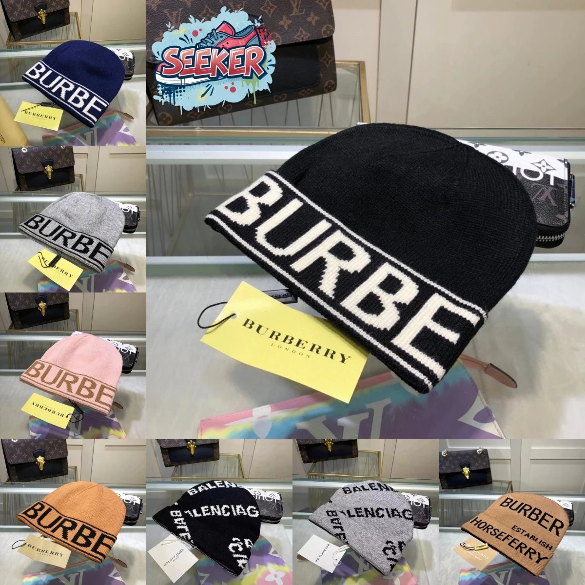 Burberry Knit Beanie Hat with Logo Band