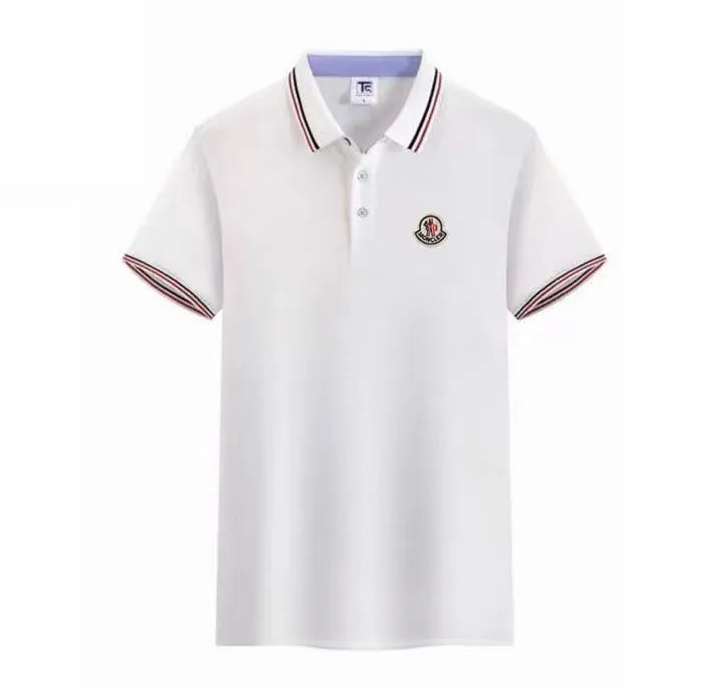 White Polo Shirt with Embroidered Logo and Striped Trim